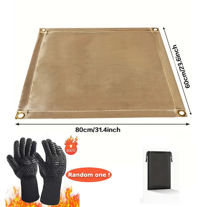 Outdoor Camping & BBQ Fire Protection Mat – High-Temperature Iron Fire Retardant Carpet for Picnic, Barbecue & Indoor Use