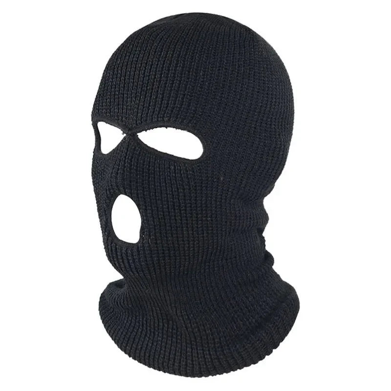 Full Face Cover Ski Mask Hat - 3 Holes Balaclava, Windproof Knit Beanie for Army, Tactical, and Winter Warmth, Unisex