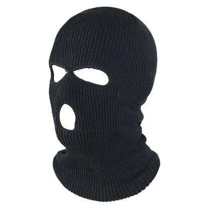 Full Face Cover Ski Mask Hat - 3 Holes Balaclava, Windproof Knit Beanie for Army, Tactical, and Winter Warmth, Unisex