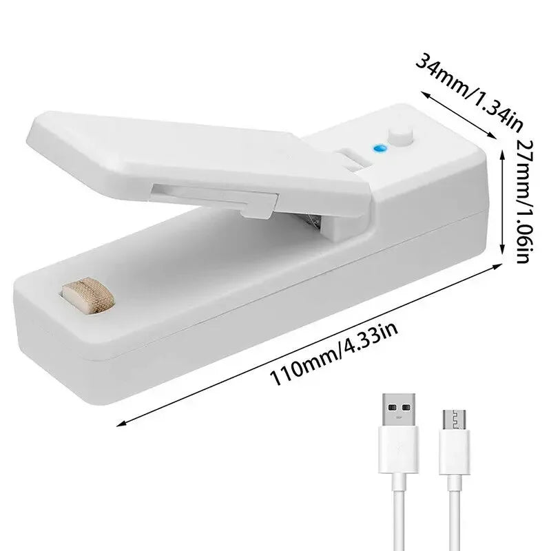 Mini USB Rechargeable Heat Sealer – Portable Food & Snack Bag Sealing Machine with Storage Clip for Kitchen Use