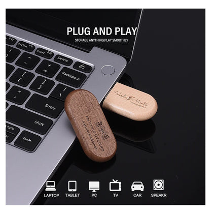 Custom Logo Wooden USB 2.0 Flash Drive with Box – 4GB 16GB 32GB 64GB Memory Stick for Wedding Photography Gifts