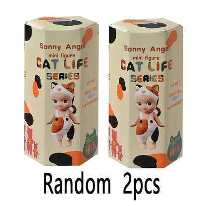 1/4/6/9PCS Random Sonny Angel Cat Blind Box - Cats Life Mini Action Figures & Ornaments, Perfect Christmas Gifts for Kids Fans