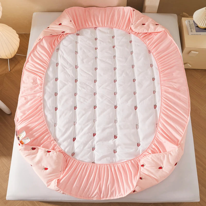Thick Embroidered Mattress Cover 90x200 – Elastic Fitted Sheet Queen Size Bed Cover (Pillowcase Sold Separately)