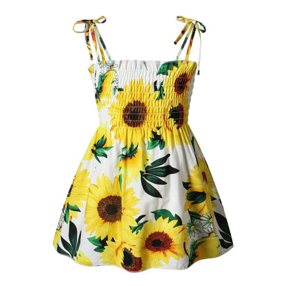 Summer Girls Princess Beach Dress – Strapless Floral Sleeveless Party & Casual Toddler Dress for Ages 1-6 Years