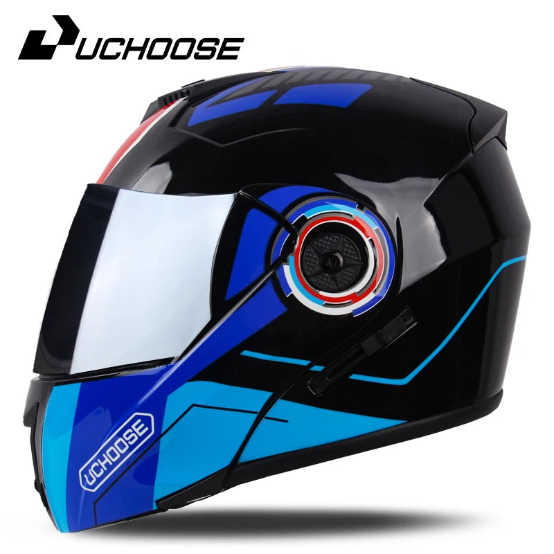 New Full Face Motorcycle Helmet – Racing Helmet with Double Sun Visor & Flip-Up Double Lens for Men & Women, DOT Certified