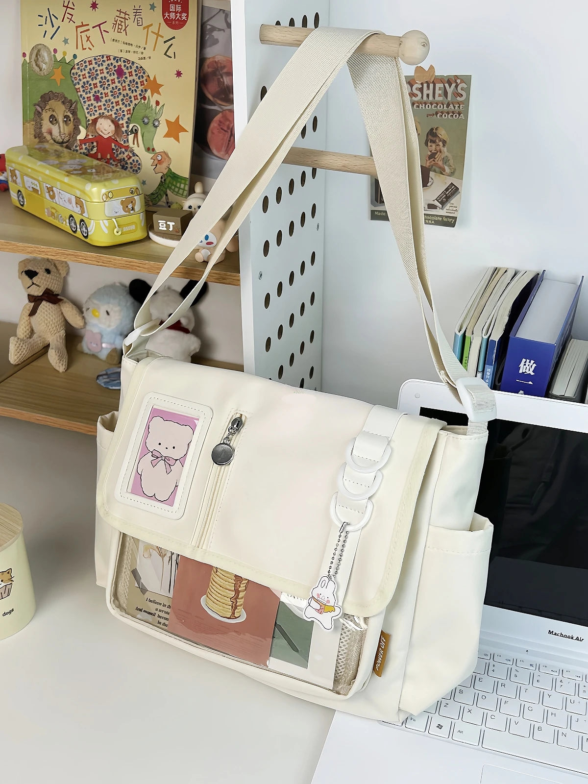 Y2K Japanese Harajuku School Bag — 2024 Transparent Itabag Crossbody for Teenage Girls with DIY Badge Display Plate