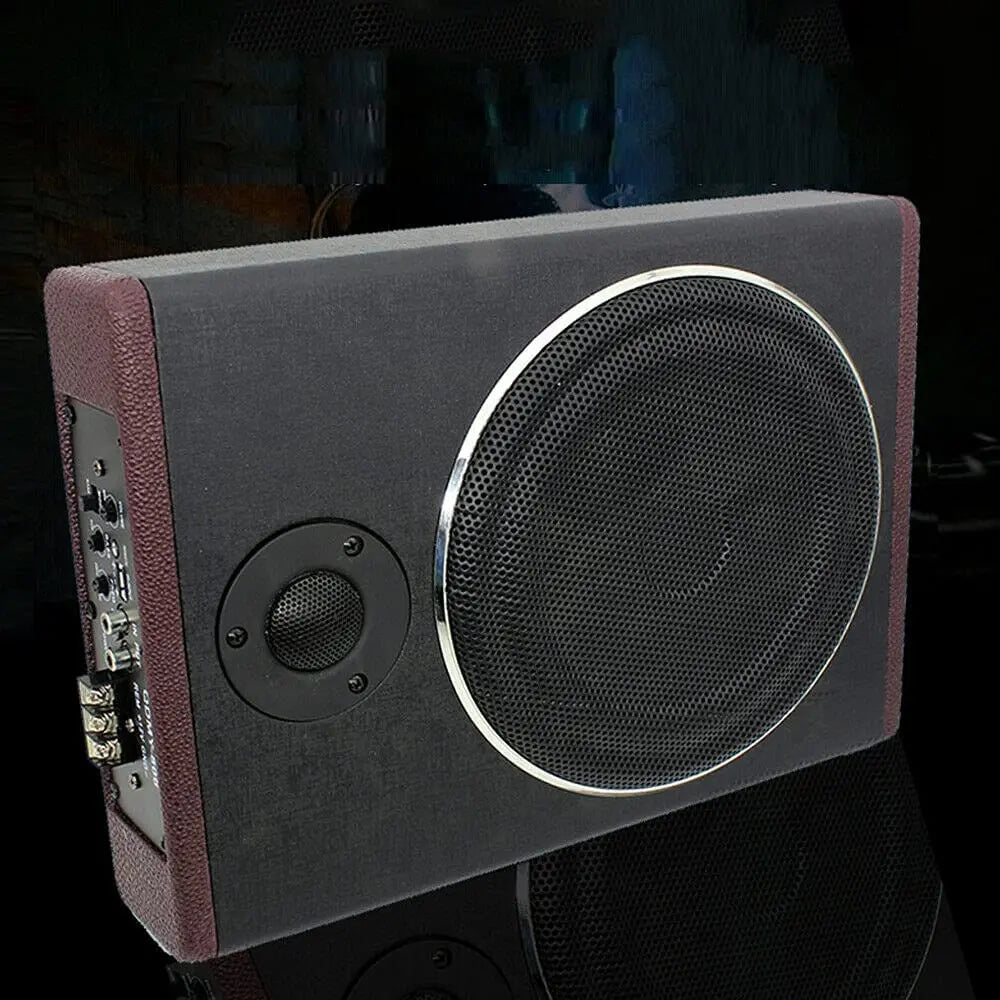 Powerful 8-Inch Ultra Thin Car Subwoofer with Metal Cover - 12V 600W Active Under Seat Car Subwoofer for Deep Bass