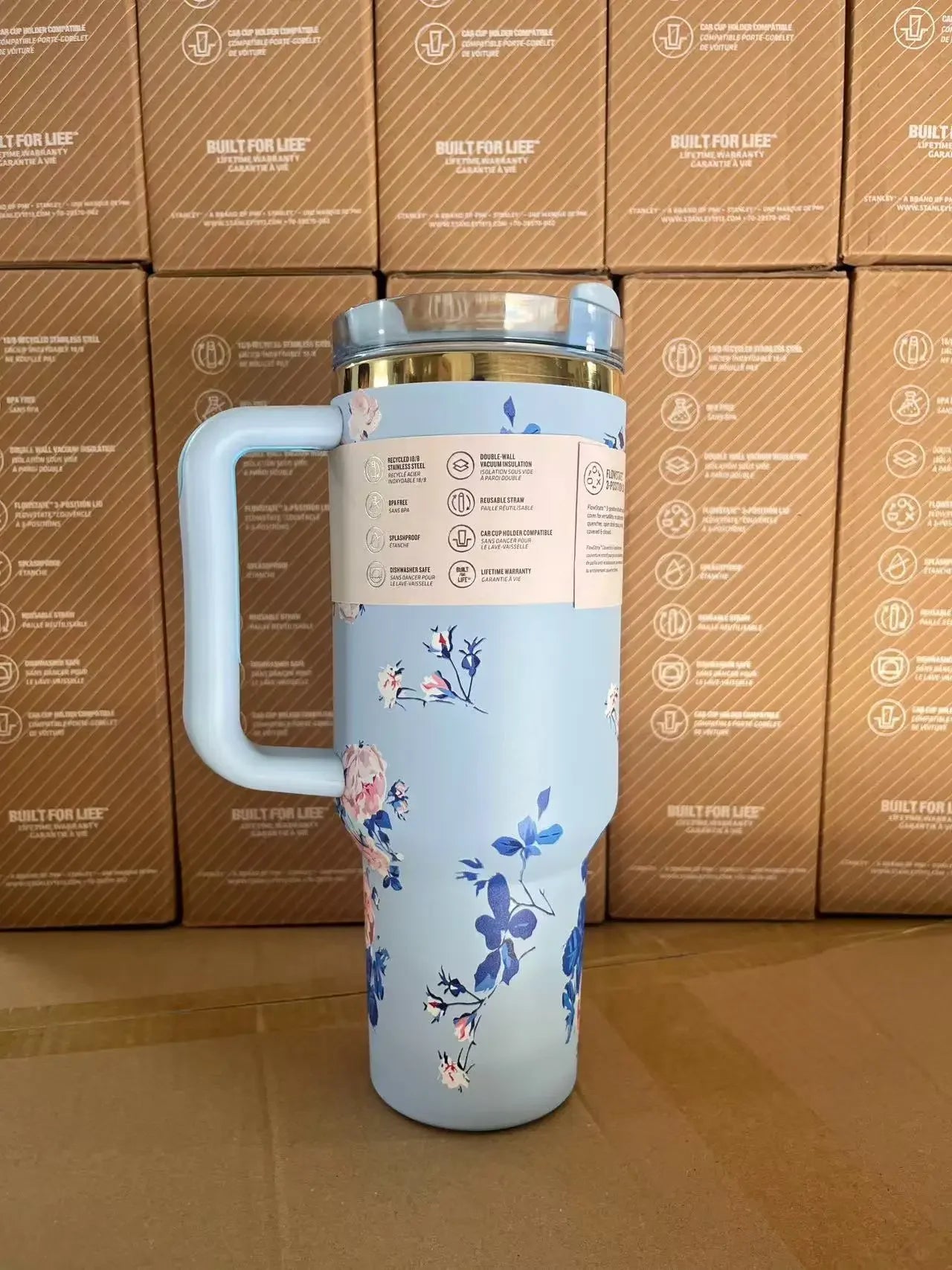 Stainless Steel Travel Mug with Straw Lid – 30oz/40oz Vacuum Insulated Car Cup, Double Wall Iced Thermal Tumbler