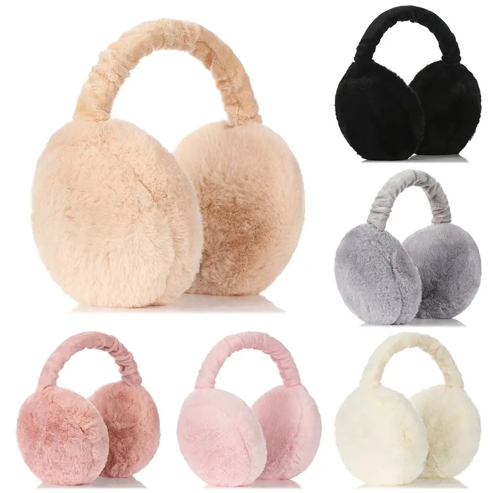 Adjustable Foldable Ear Muffs: Fashion Autumn Winter Plush Ear Warmer for Women & Men - Solid Color Earflap Earmuffs