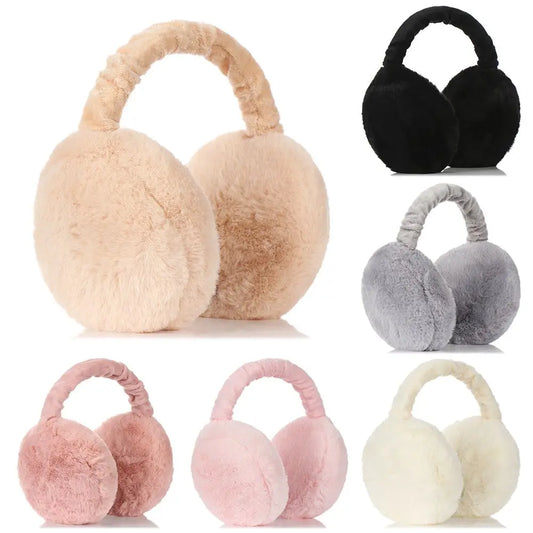 Adjustable Foldable Ear Muffs: Fashion Autumn Winter Plush Ear Warmer for Women & Men - Solid Color Earflap Earmuffs