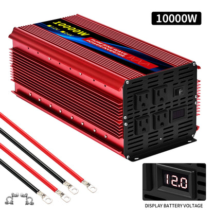 Pure Sine Wave Inverter 5000–10000W – 12V DC to 110V AC Portable Solar & Car Power Converter