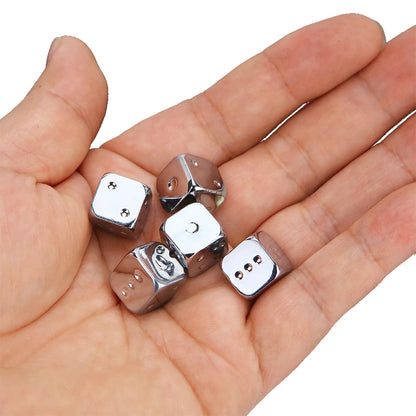 5PCS Metal Dice Set – Golden, Silver, Bronze 6-Sided Game Dice for Board Games, 13mm Decider Accessories