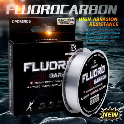 PROBEROS 100M Fluorocarbon Fishing Line - Carbon Fiber Monofilament Leader Line for Carp & Sinking Fishing Tackle