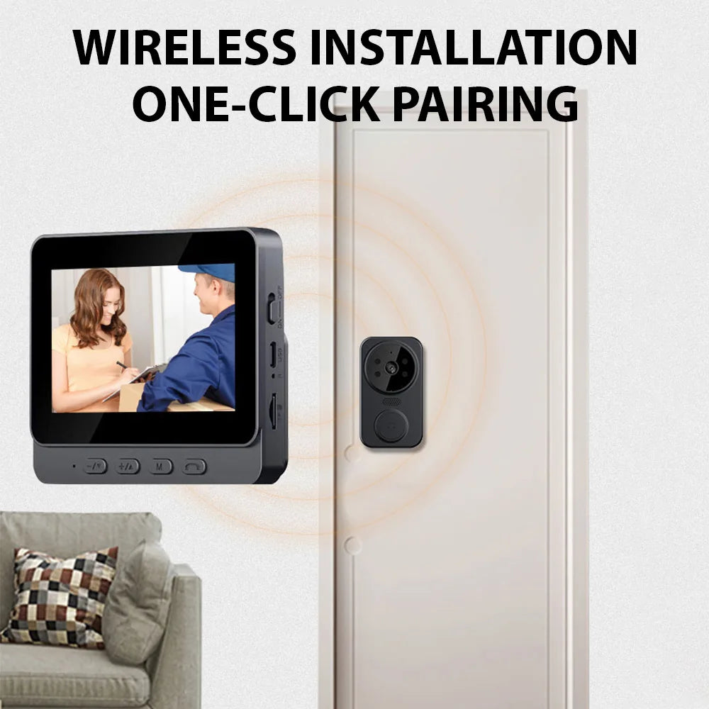 4.3" IPS Wireless Video Doorbell — 2.4G Smart Intercom with HD Screen, Two-Way Communication, and Video Monitoring