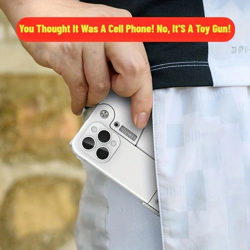 Foldable Mobile Phone Shaped Soft Bullet Gun Toy - Creative Pistol Toy for Kids and Adults