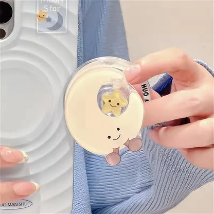 Cute Moon & Stars Rotating MagSafe Phone Grip Stand - Magnetic iPhone Holder with Wireless Charging Support