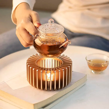 Gold Hollow Aluminum Alloy Teapot Warmer – Candle Base Heater for Coffee, Tea, and Milk Pots