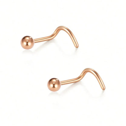 20G Stainless Steel L-Shaped Nose Stud Ring – 2mm Ball Twister Screw Nose Piercing Jewelry for Women & Men Stylish Body Accessory