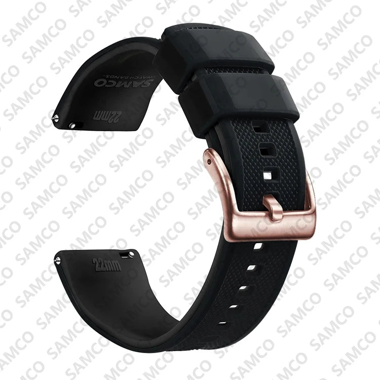Quick-Release Silicone Watch Band - 18mm, 20mm and 22mm Rubber Replacement Strap for Huawei, Samsung Galaxy and Garmin Watches