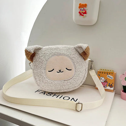 Japanese Kawaii Cartoon Plush Shoulder Bag – Small Crossbody Phone & Purse Bag for Women