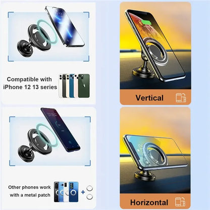 Magnetic Car Phone Holder — MagSafe-Style Universal Car Mount & GPS Mobile Bracket for iPhone 15/14/13/12, Samsung & Xiaomi
