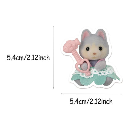 55/110/165PCS Cute Cartoon Sticker Set - Calico Critters Style Notebook, Skateboard & Luggage Decorations