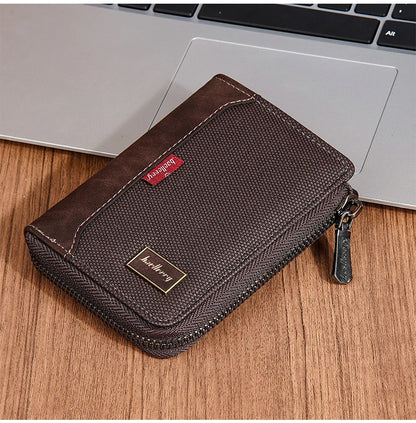 Baellerry RFID Short Men’s Wallet — Luxury Zipper Card Holder with Coin Pocket & Photo Slots