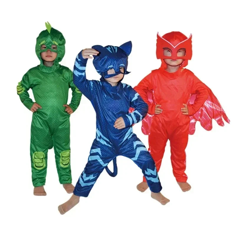Anime Superhero Cosplay Costume - Owlette, Catboy, Connor, Greg & Gekko Cloak Suit for Boys' Parties and Performances