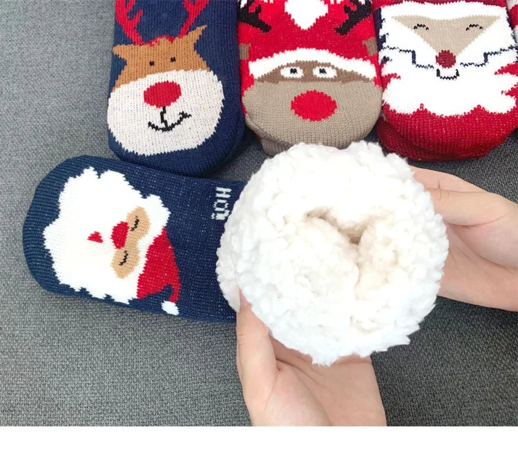 Women’s Christmas Fuzzy Socks – Winter Warm Thermal Non-Slip Fluffy Floor Slippers, Soft Indoor Home Gift