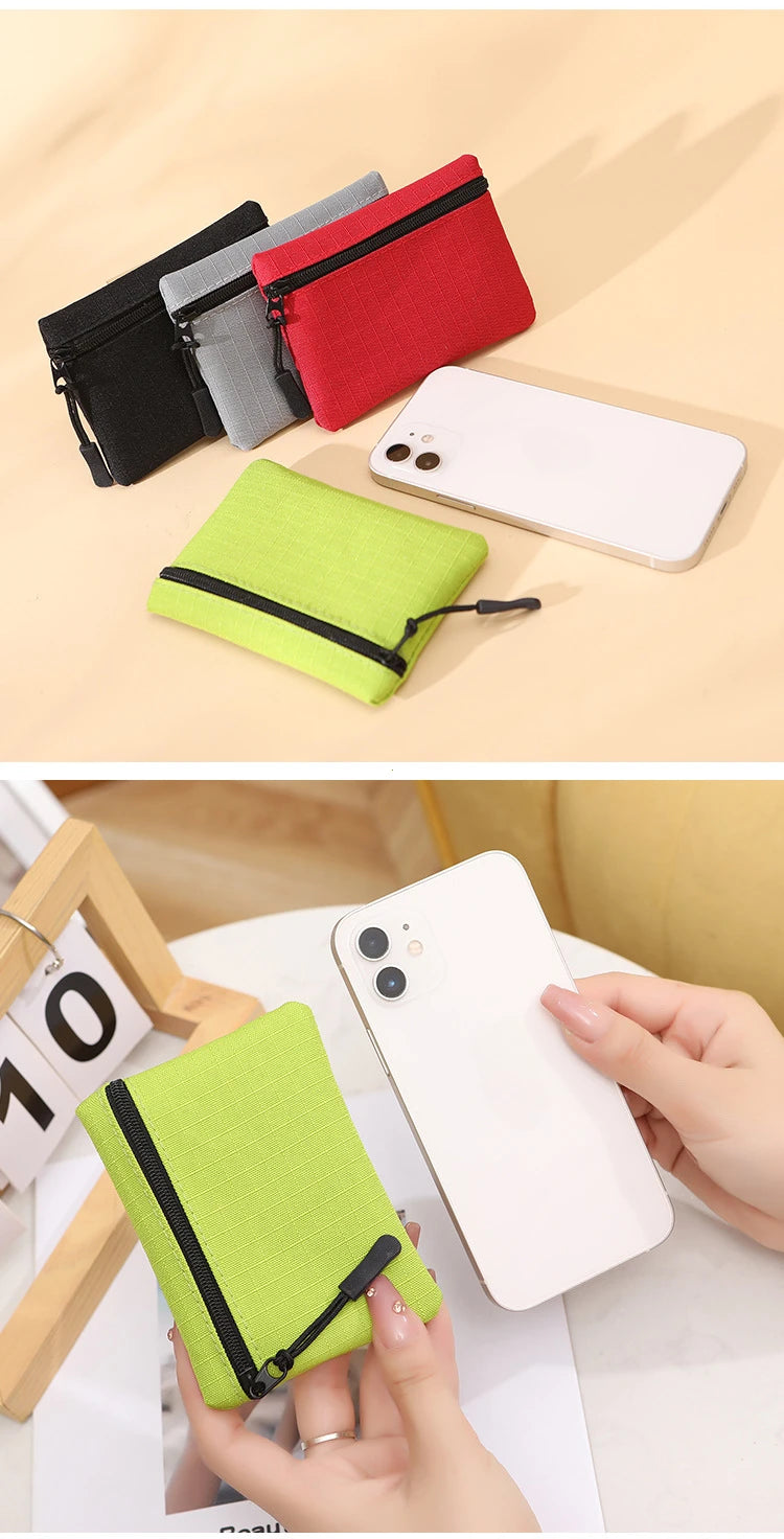 Canvas Mini Coin Purse with Zipper – Cute Solid Color Key & Money Pouch for Kids, Women & Men