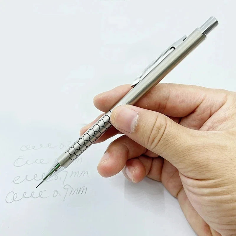 3-Pack Metal Mechanical Pencil Set 0.5mm 0.7mm 0.9mm with Eraser & HB Lead – Precision Drawing & Writing Stationery