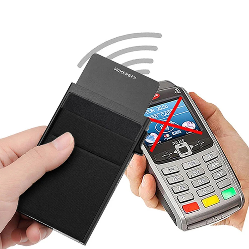 RFID Credit Card Holder for Men – Slim Minimalist Metal Wallet, Luxury ID Bank Card Case, Compact Carteras