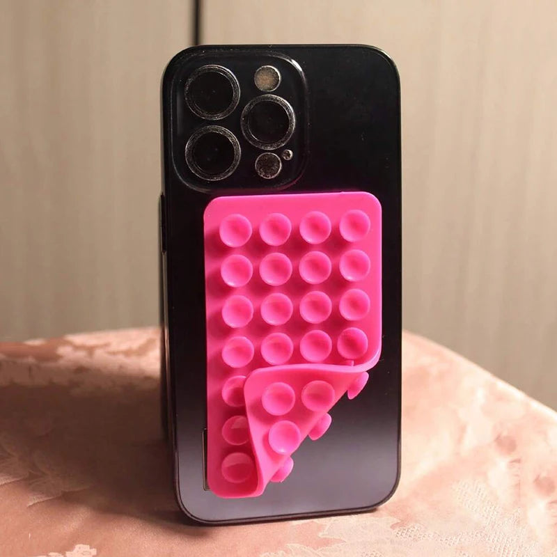 Silicone Suction Cup Phone Case Mount - Double-Sided Hands-Free Strong Holder for iPhone & Android Car Mirror Kitchen Bathroom Use