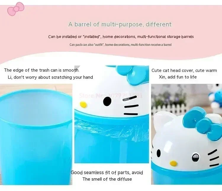 New Sanrio Hello Kitty Kawaii Dustbin – Trash Can for Living Room, Bedroom & Toilet