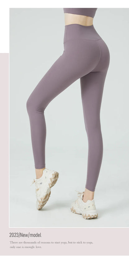 Naked Feel Butt-Lifting Yoga Leggings for Women – High Waist Sports Tights with Hidden Waist Pockets, Gym Fitness Wear