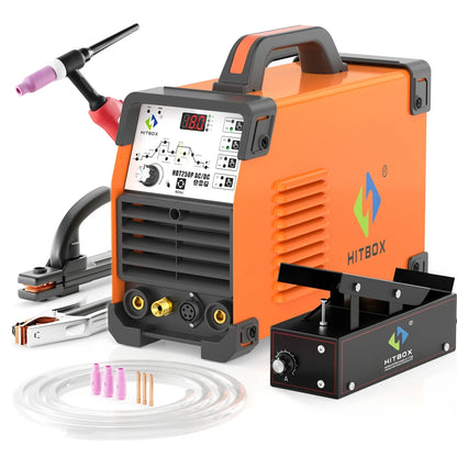 HITBOX 200A 6-in-1 HF TIG AC/DC Aluminum Welder — MMA ARC Argon Digital Pulse Stainless Welding Machine, 2T/4T HBT250P 220V