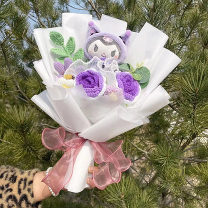 Kawaii Hello Kitty Cat Dolls with Artificial Flowers – Creative Sanrio Bouquet for Christmas, Valentine’s & Birthday Graduation Gifts