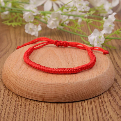 Lucky Red Thread Bracelet — Adjustable Tibetan Buddhist Handwoven Braided Rope Jewelry for Men and Women Wristbands