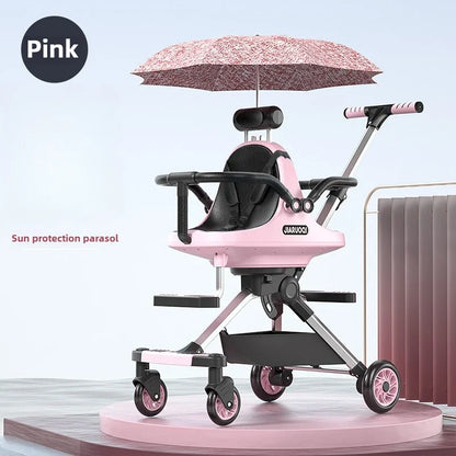 Lightweight Twin Baby Stroller - Foldable Double Seat High-View Carriage with Adjustable Handle