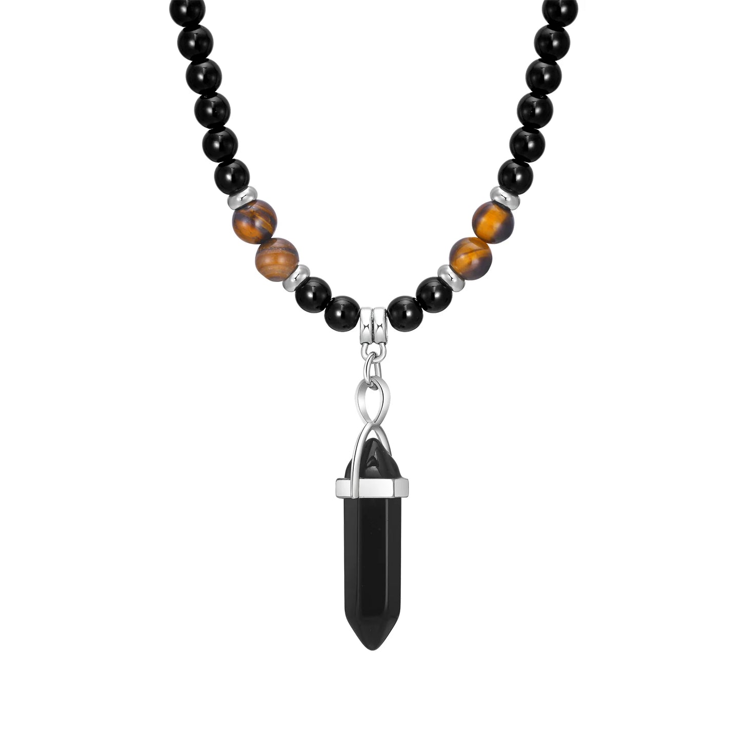 Men's Tibetan Phurba Kilaya Necklace – Tiger’s Eye & Lava Stone Spiritual Dagger Jewelry