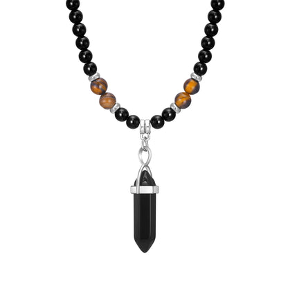 Men's Tibetan Phurba Kilaya Necklace – Tiger’s Eye & Lava Stone Spiritual Dagger Jewelry
