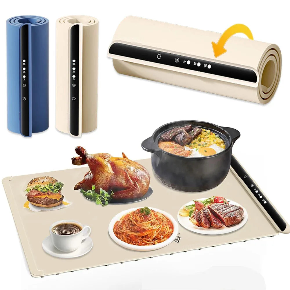 Electric Warming Tray – Foldable Silicone Food Warmer Plate, Fast Heating Portable Mat for Parties