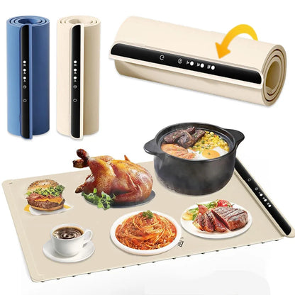 Electric Warming Tray – Foldable Silicone Food Warmer Plate, Fast Heating Portable Mat for Parties