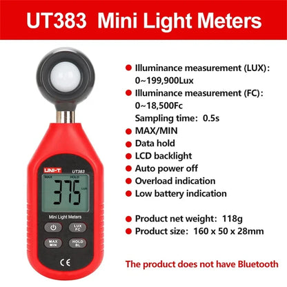 UNI-T Digital Meter Series - UT383/BT Light Meter, UT363/BT Anemometer, UT353/BT Sound Meter & UT333/BT Temperature Humidity Meter