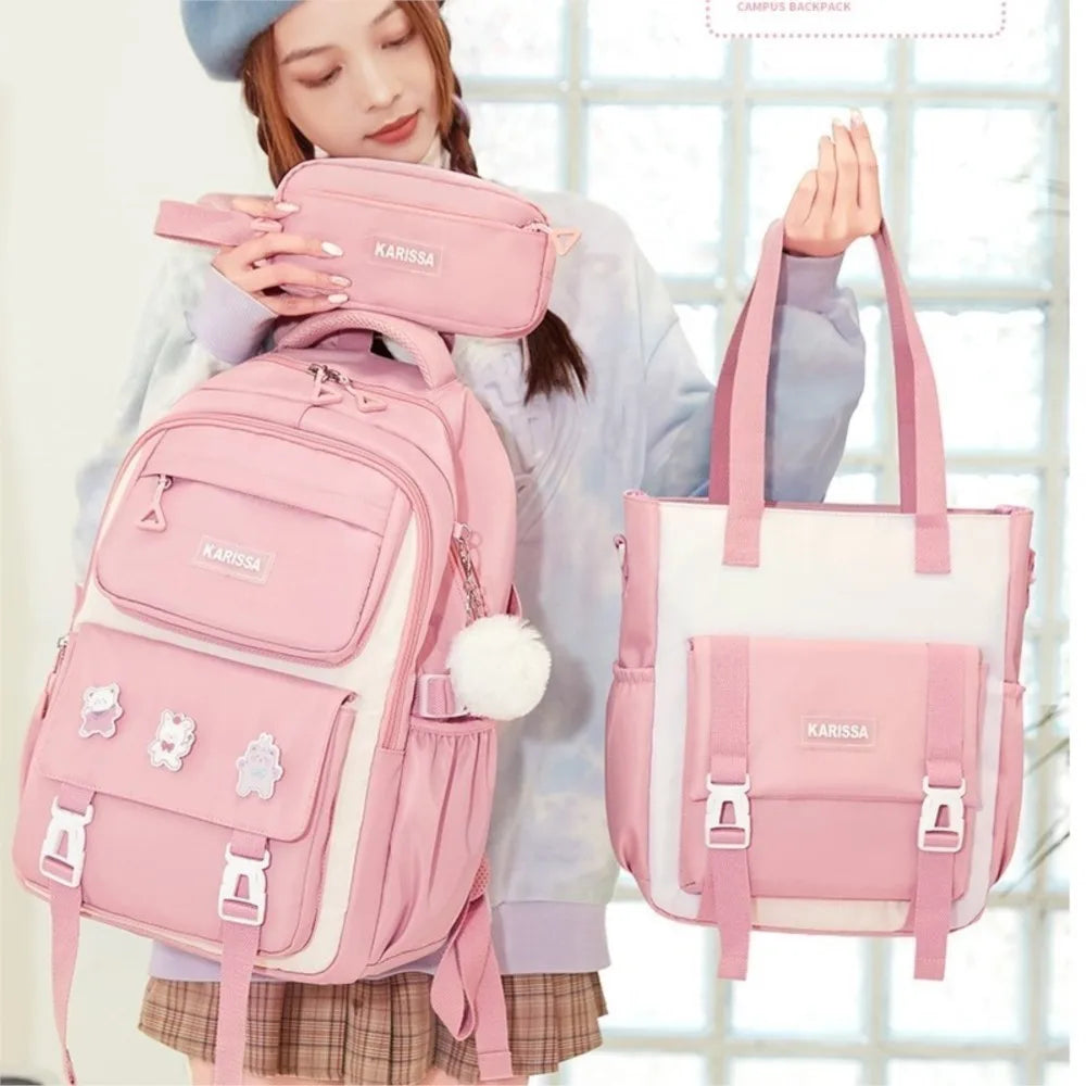 Girls’ School Backpack Set – Kawaii Water-Resistant Bookbags for Elementary Kids, Primary School Bag