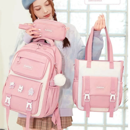 Girls’ School Backpack Set – Kawaii Water-Resistant Bookbags for Elementary Kids, Primary School Bag
