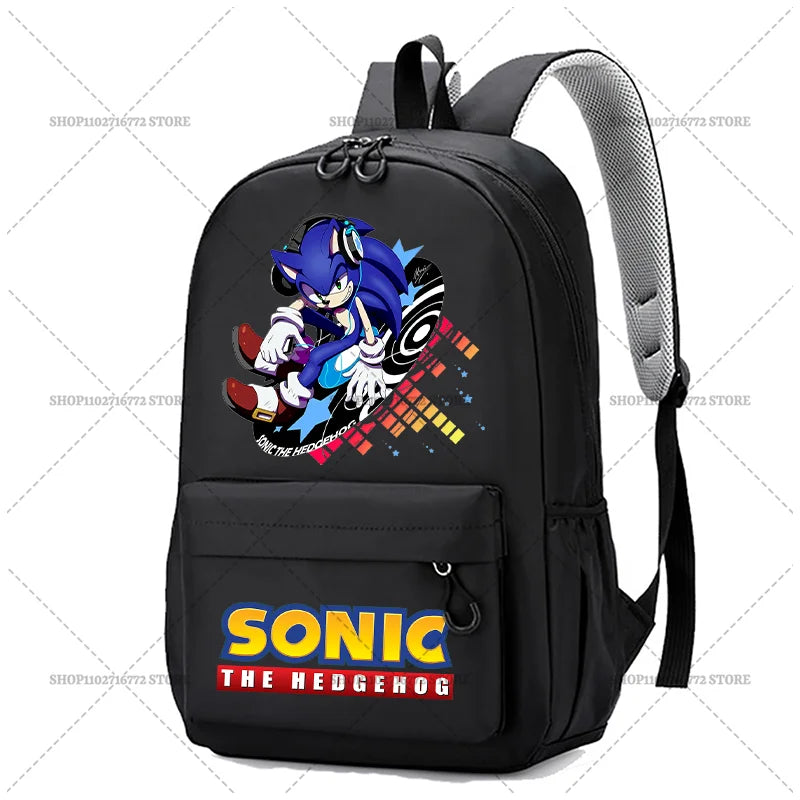 Cartoon Sonic Backpack — School Bag for Kids & Teens Featuring Amy, Rose & Shadow Characters, Perfect Gift for Boys