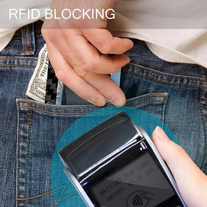 Carbon Fiber Minimalist Slim Wallet for Men – RFID-Blocking Credit Card Holder & Cashback Cardholder Case