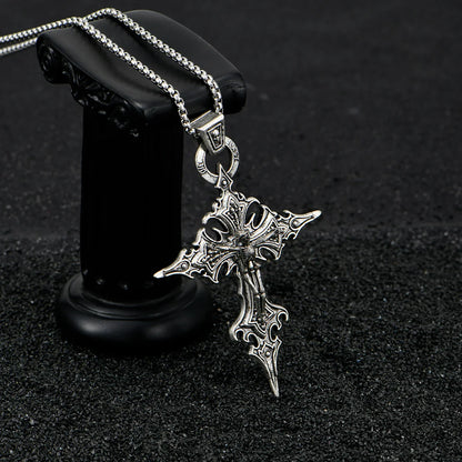 Retro Gothic Skull Cross Necklace - Personalized Halloween Pendant Jewelry for Men and Women