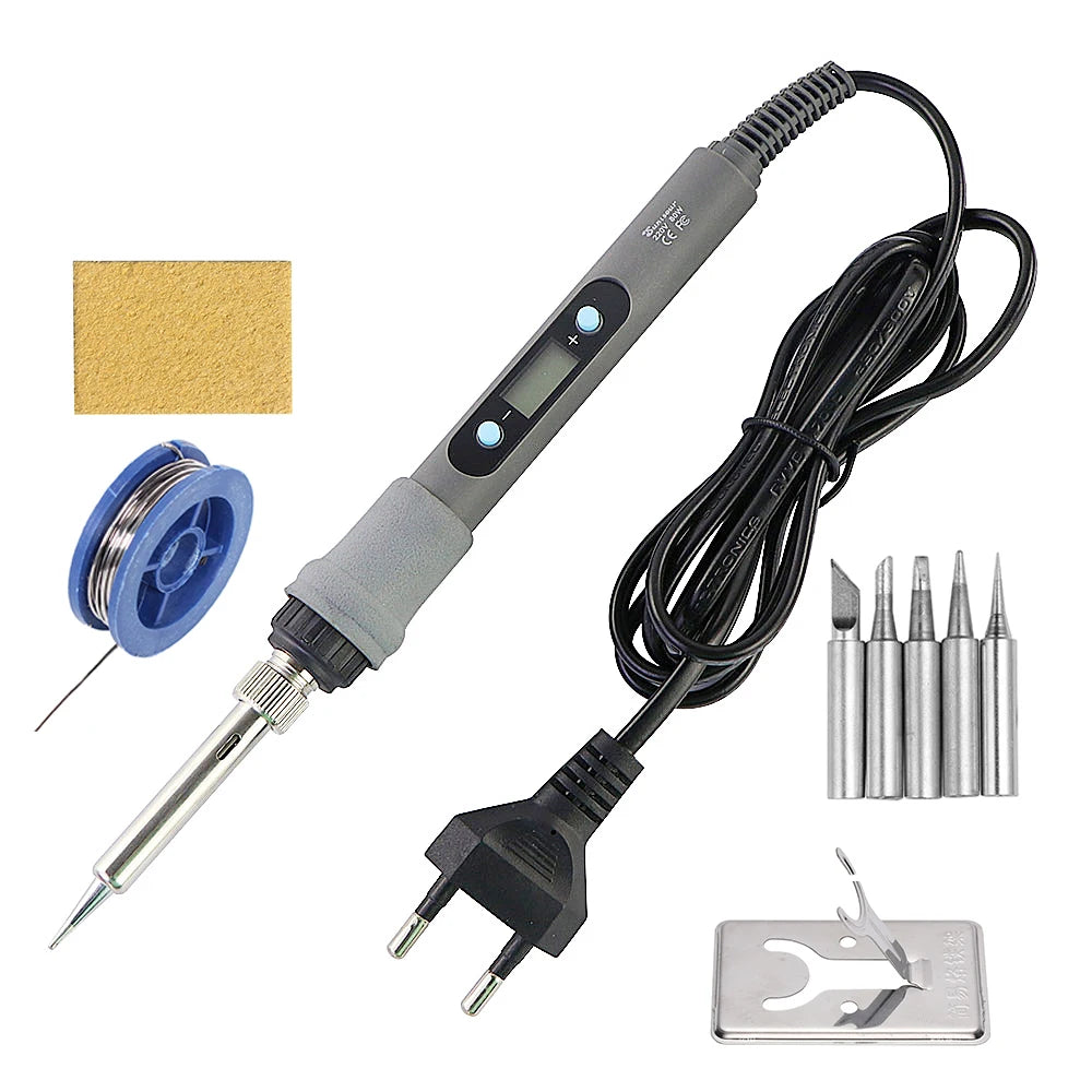 60W/80W Digital Soldering Iron - LCD Adjustable Temperature Welding Repair Tool with Solder Tips